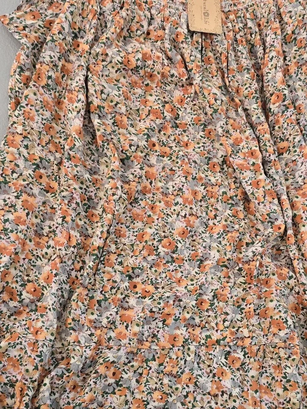 NWT Natural Life Floral Smocked Dress Medium Flutter Sleeve Mini Babydoll Boho - Picture 8 of 8